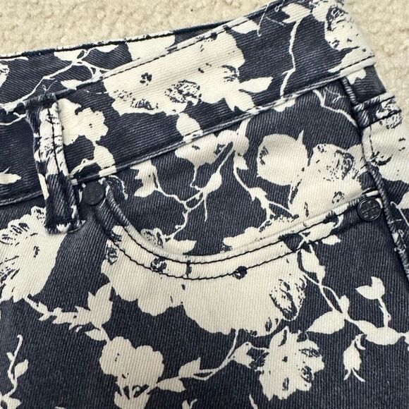 Tory Burch Floral Alexa Cropped Skinny Jeans Size 28 Faded Washed Blue Low Rise - Picture 5 of 10